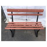 Slatted Seat Park Bench w/ Cast Iron Legs