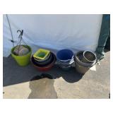 Various Plastic and Stoneware Planters