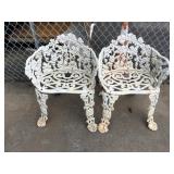 2-Cast Iron Victorian Grape Decorated Garden Chair
