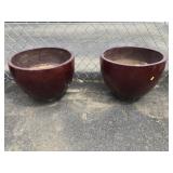Pair of Plum Colored Glazed Planters