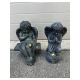 2-Concrete Angel Garden Figurines
