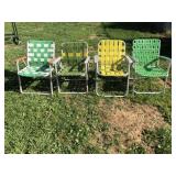 4-Various Aluminum Lawn Chairs with Woven Webbing