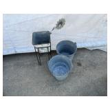 2-Galvanized Buckets, Metal Planters, Misc