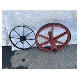 Vintage Wooden Spoke Wheelbarrow Wheel and Metal