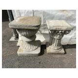 2-Concrete Pedestal Plant Stands