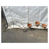 2-Planters w/ 3-Clay Pots