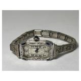 Platinum Art Deco Diamond & Sapphire Ladies Watch