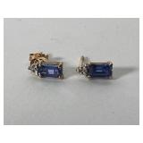 10K Sapphire and Diamond Earring