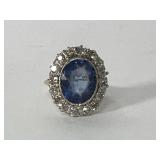 14K Diamond & Blue Stone Ring