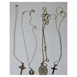(4) 14K Cross Pendants with Chains