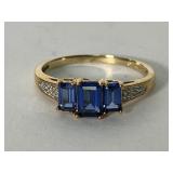 10K Sapphire and Diamond Ring