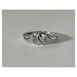 10K Double Heart Diamond Ring