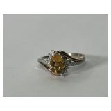 Sterling and 10K Yellow Amethyst & Diamond Ring