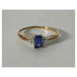 10K Sapphire and Diamond Ring