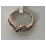 10K White and Champagne Diamond Ring