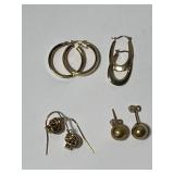 (4) Pairs of 14K Earrings