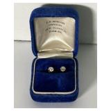 Antique 14K Diamond Stud Earrings, Approx. 1/3