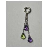 14K Amethyst and Peridot Pendant w/ Diamonds