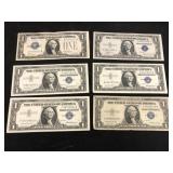 (6) $1 Silver Certificates