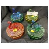 (4) Swan Art Glass Canisters