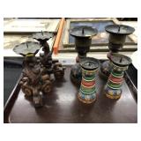 Turned and Carved Wood Candleholders