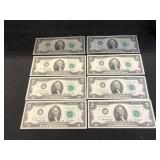 (8) 1976 $2 Bills