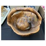 Rootwood Basket with Carved Cat