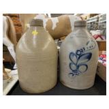 (2) Stoneware Storage Jugs