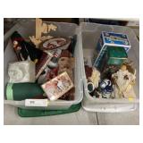 (2) Storage Totes/Lids w/ Christmas Decor