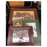 (4) Folk Art Framed Prints