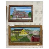 (2) J.F. Long Reverse Paintings