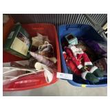 (3) Totes of Christmas and Halloween Decor