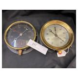 (2) Vintage Brass Pressure Gauges