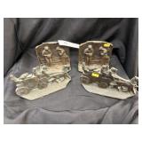 (2) Pairs of Bronze Plated Bookends