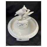 Porcelain Footed Center Bowl w/ Bird Figurine