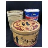 (3) Pretzel and Chip Tins