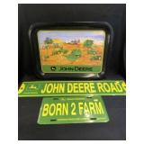 John Deere Serving Tray, Sign and License Plate