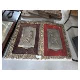 (2) Bronze Gilt Framed Religious Wall Plaques