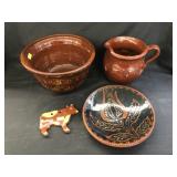 (4) Pieces of Foltz Redware Pottery