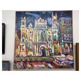 Large Framed Pastel on Canvas