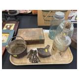 Cigar Box, Skeleton Keys, Storage Jars