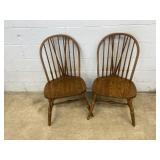 2 Braced Bag Oak Side Chairs.