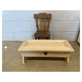 Modern Wooden Small Bench and Childs Chair