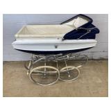 Vintage Metal and Leather Baby Stroller