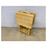 Set of Wooden Hostess Trays w/ Rack