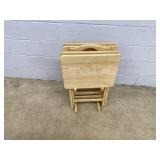 Set of Wooden Hostess Trays w/ Rack