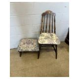 Side Chair and Upholstered FOotstool