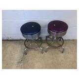 2 Vintage Swivel Chrome Bar Stools