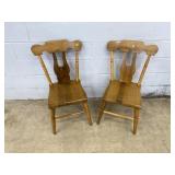 2 Vintage Plank Seat Side Chairs