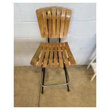 Vintage Slatted Seat and Back Barstool